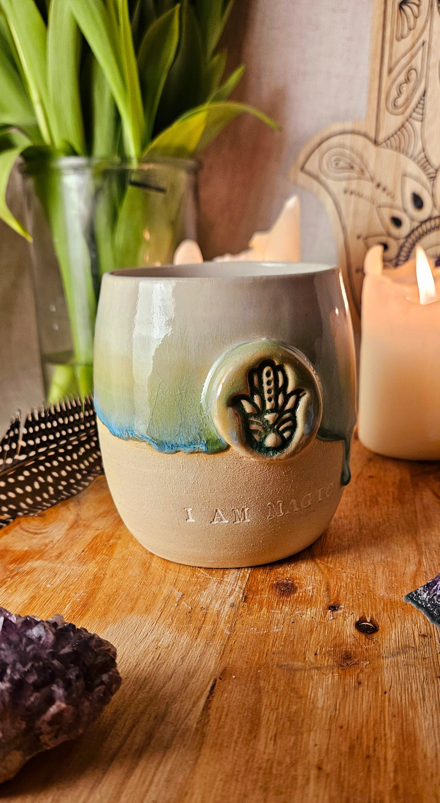 Großer wunderschöner ,,I am Magic" Becher in Grün🫶🌷 B- Ware