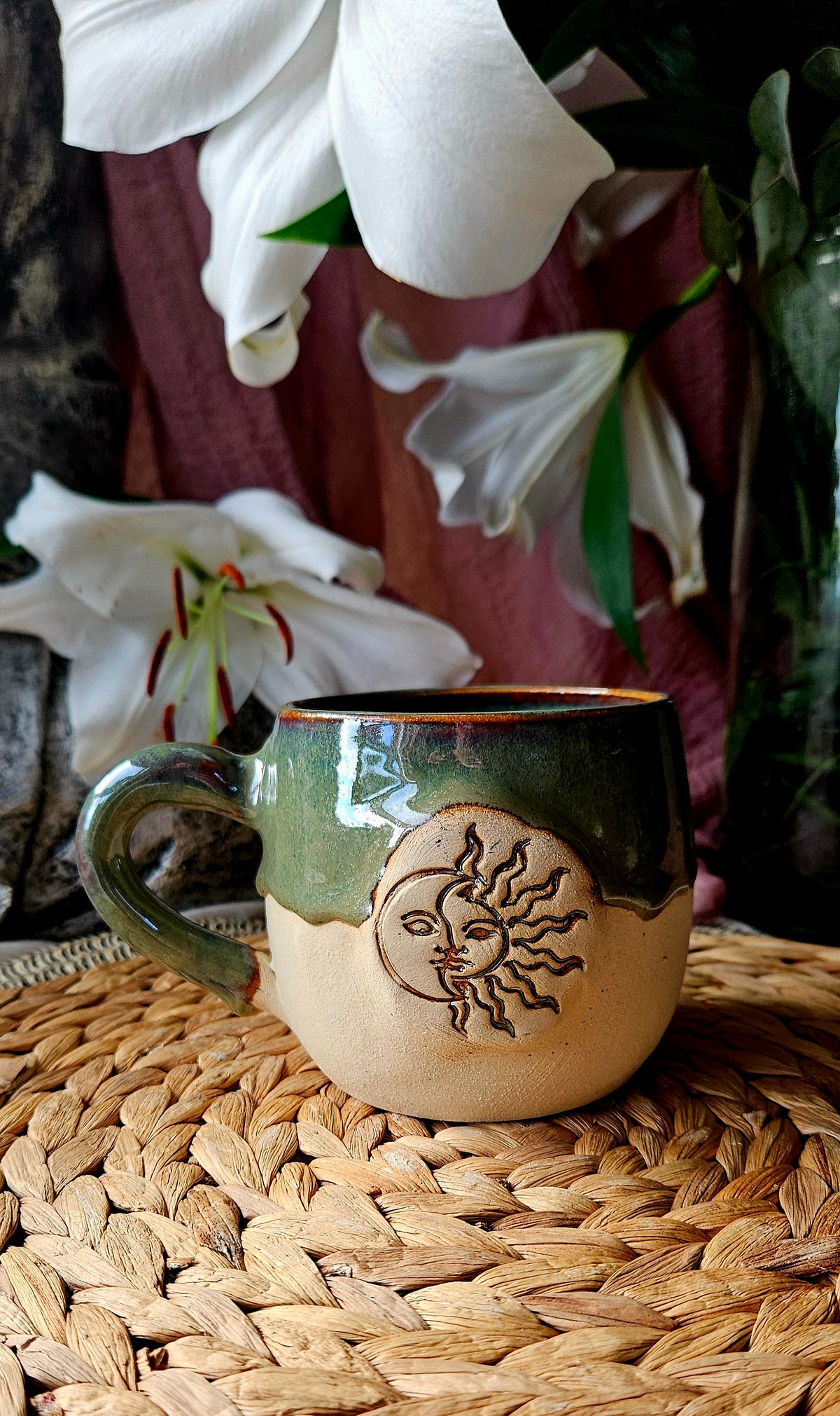 Zauberhafte ,,Sonnen" Tasse in Waldgrün✨️🌷