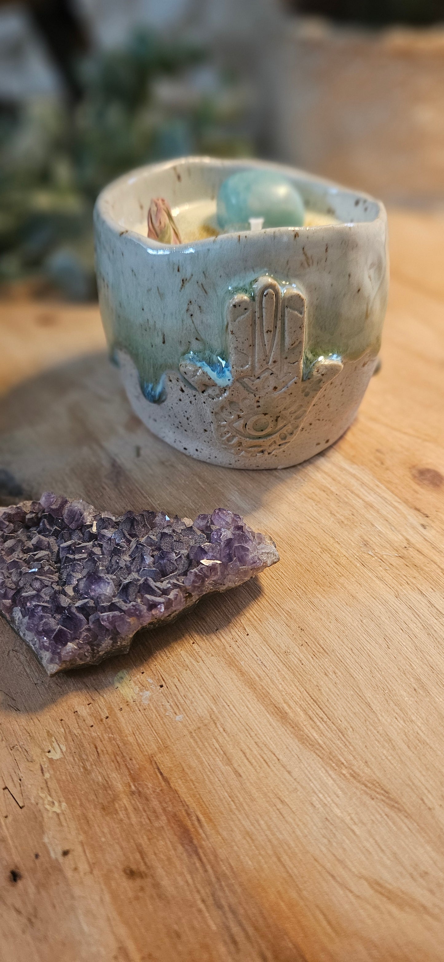 Kristallkerze ,,Hamsa Hand " Mango 🔮✨️