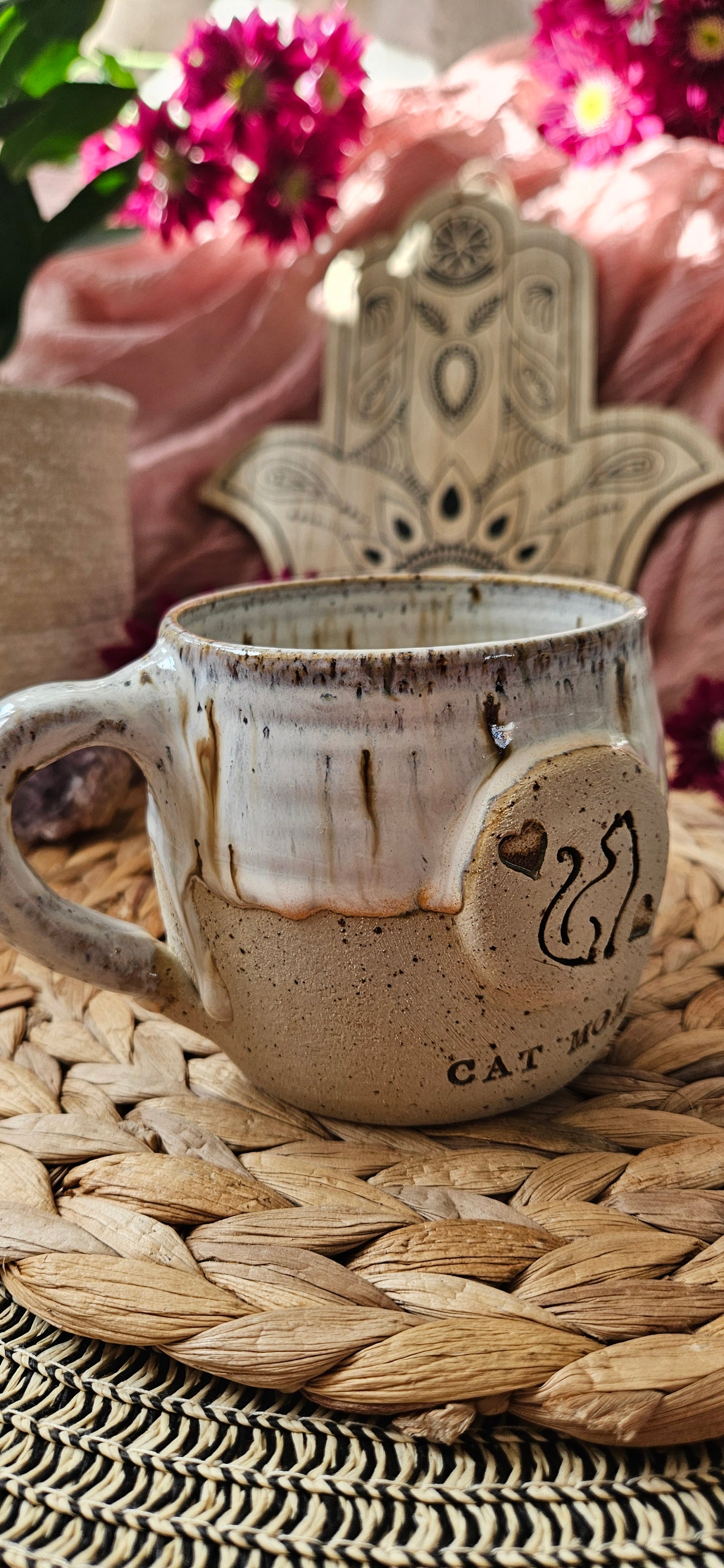 Zauberhafte ,,Cat Mom" Tasse in Beige🐱🫶