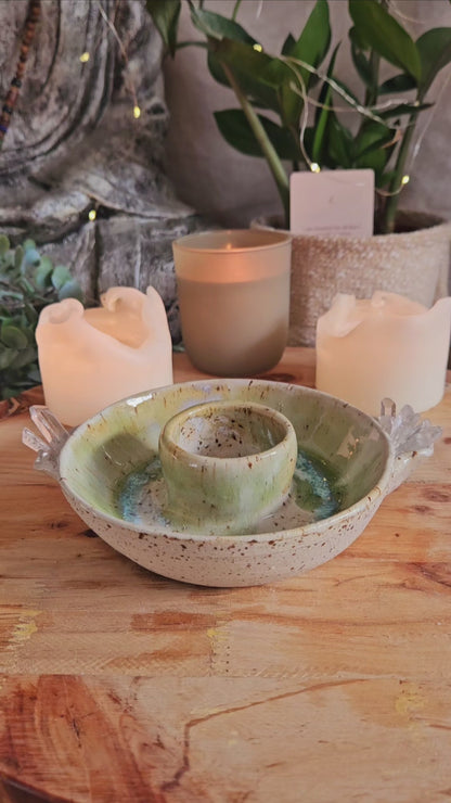 Räucherteller für Weihrauch und Palo Santo mit Kristallen🌙🧘‍♀️