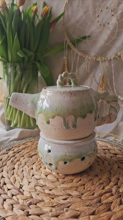 Einzigartige Teekanne mit Stövchen🍵🪷