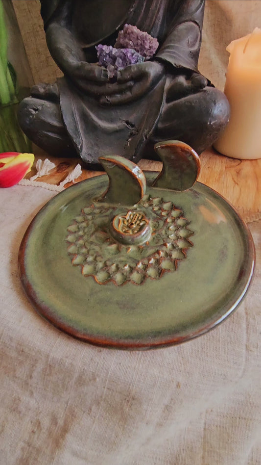 Hamsa Hand Meditationsteller in Grün✨️🌙🧘‍♀️