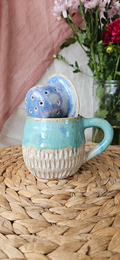 Zauberhaftes Teeset in Türkis🫶 Tasse und Teeeinsatz🌷B-Ware