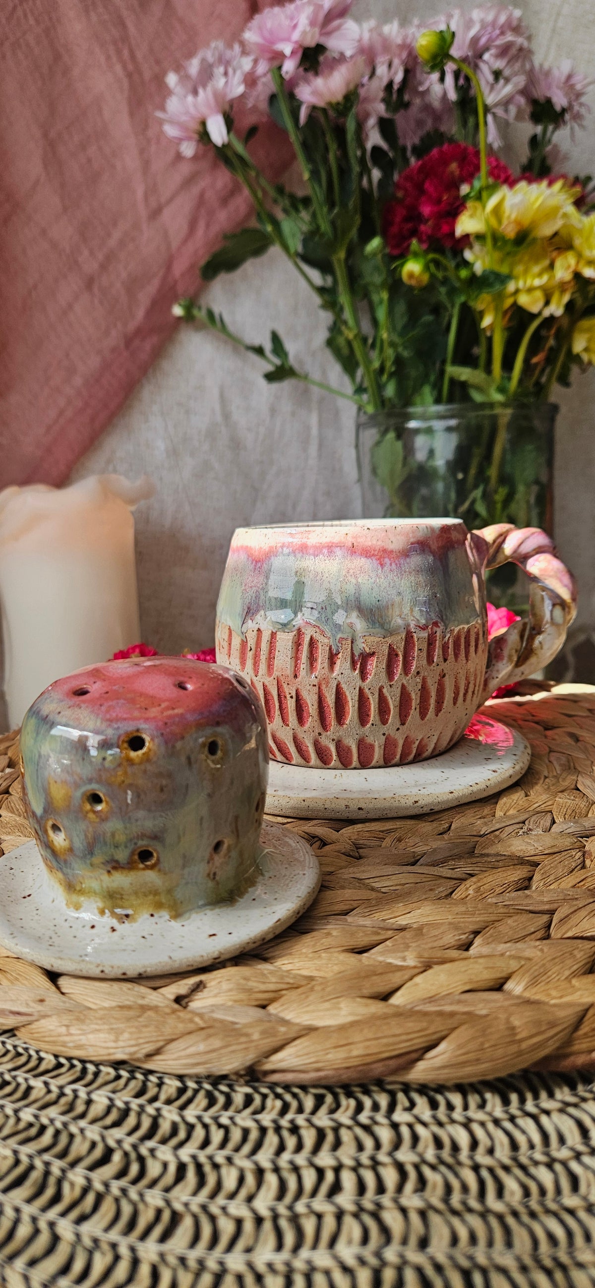 Zauberhaftes Teeset in tollen Farbverläufen🌷🫶 Tasse+Teeinsatz+Unterteller 💫