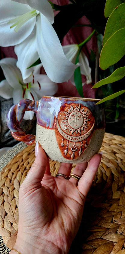 Traumhafte Sonne Mond Tasse in Lila🌕🌙