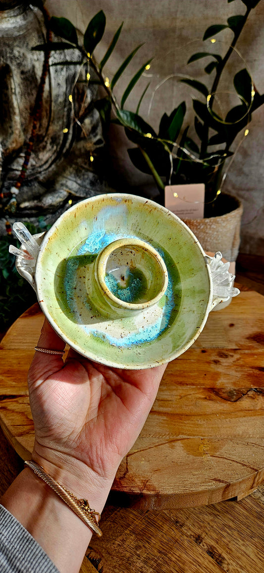 Räucherteller für Weihrauch und Palo Santo mit Kristallen🌙🧘‍♀️