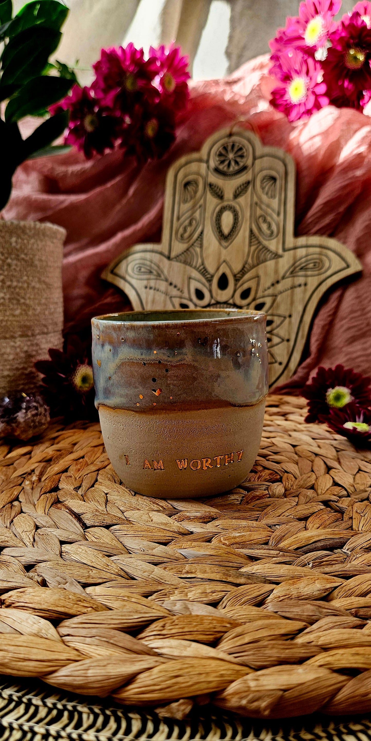 Eleganter ,,I am Worthy" Becher mit Goldherzen🌷🫶
