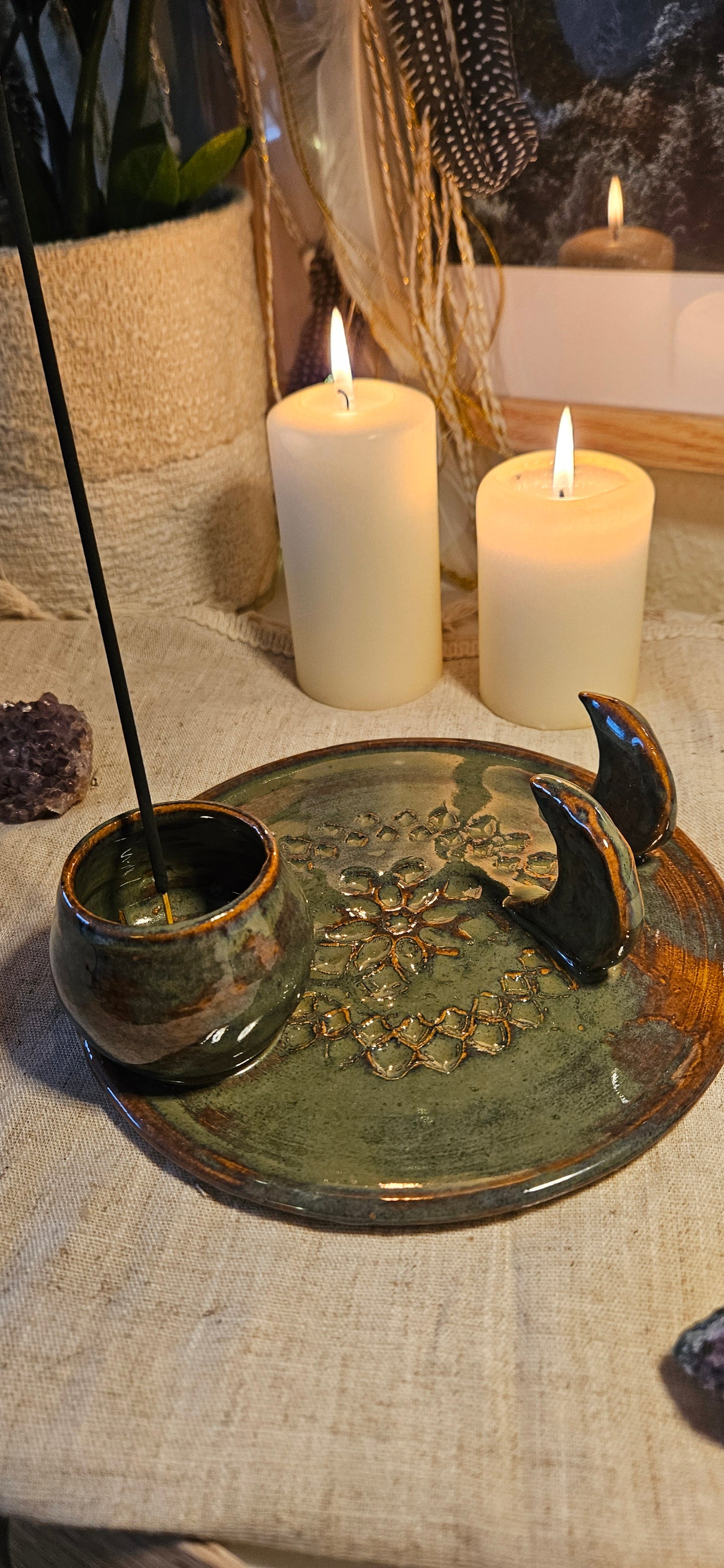 Wunderschöner Meditationsteller in Grün🧘‍♀️✨️🌙