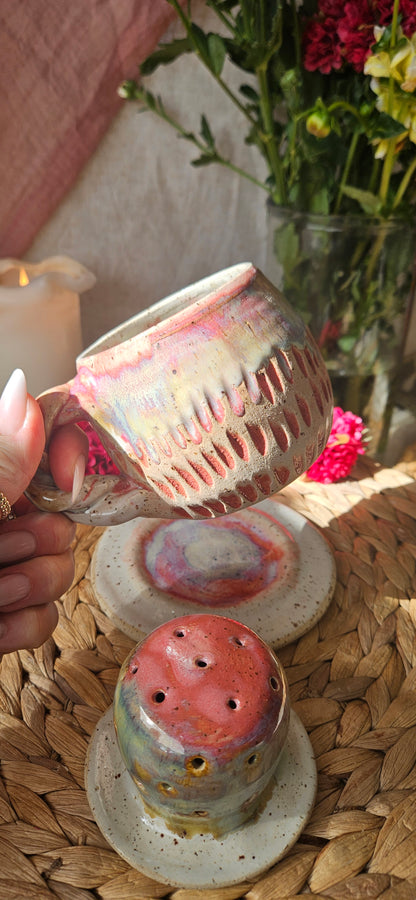 Zauberhaftes Teeset in tollen Farbverläufen🌷🫶 Tasse+Teeinsatz+Unterteller 💫