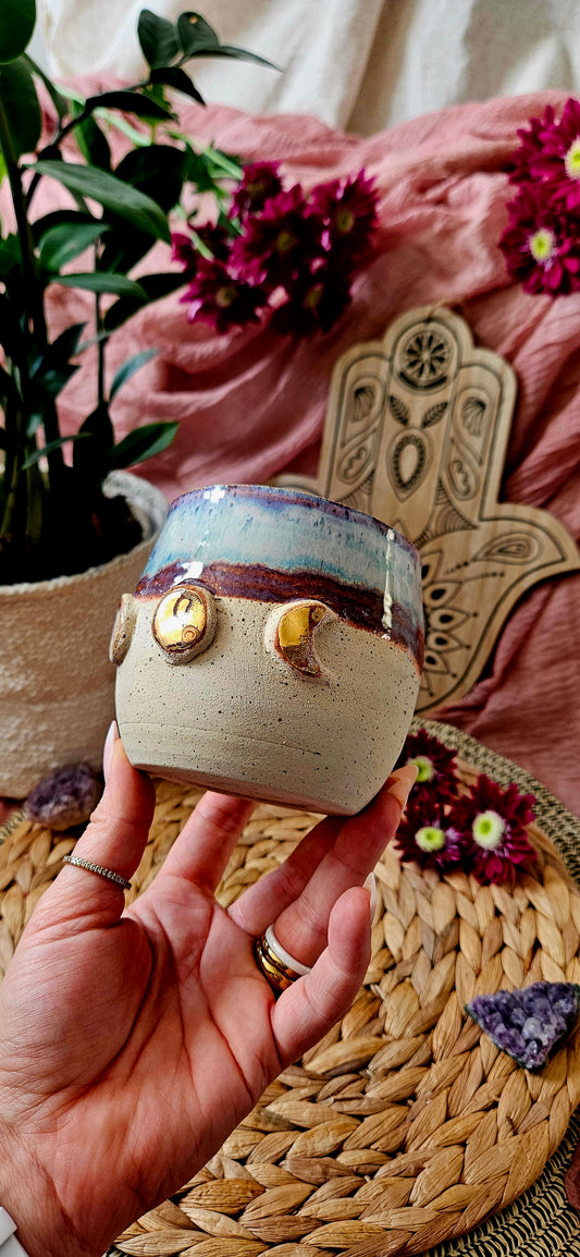 Traumhaft schöner Mondphasen Becher mit Gold (B Ware)🫶🧘‍♀️✨️