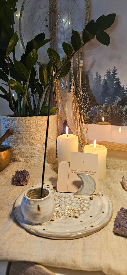 Wunderschöner Meditationsteller Weiß/Beige🧚‍♀️🌙✨️