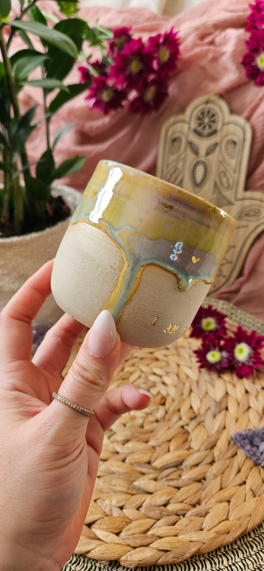 Zauberhafter ,,I am Beautyful" Becher mit Goldherzen 🌸🌷✨️