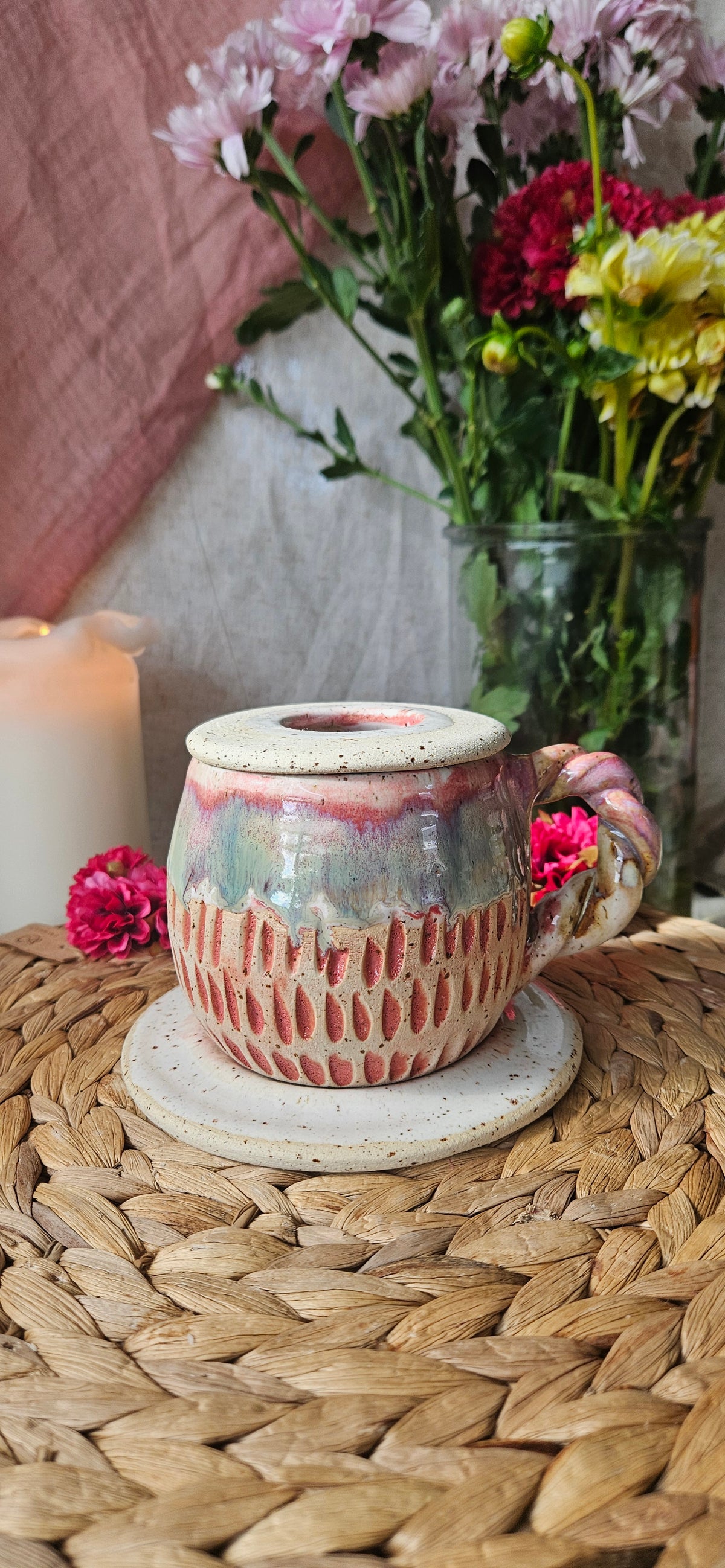 Zauberhaftes Teeset in tollen Farbverläufen🌷🫶 Tasse+Teeinsatz+Unterteller 💫