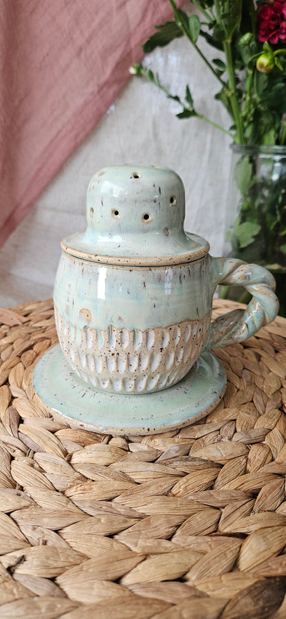 Traumhaft schönes Teeset in Türkis🌷💫 Tasse+Teeeinsatz +Unterteller🫶