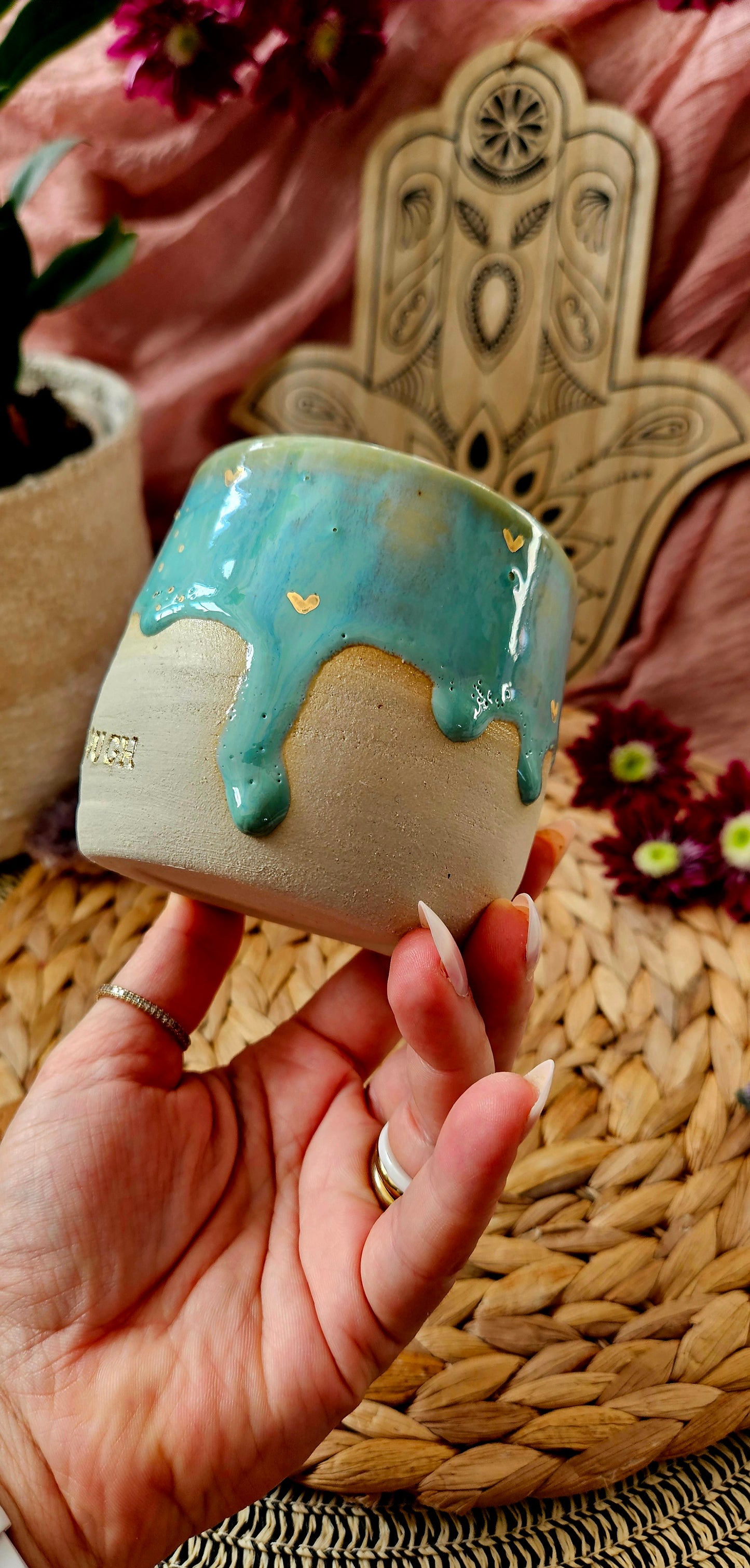 Kraftvoller ,,I am Enough" Becher mit Goldherzen✨️🌸🌷