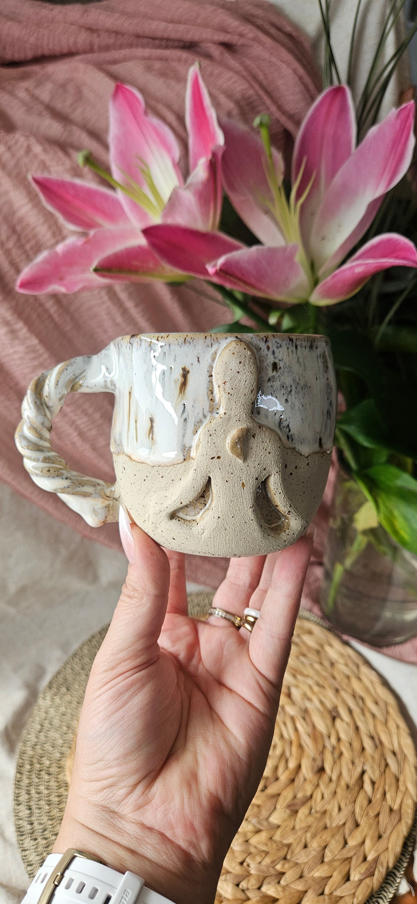 Kraftvolle Meditionstasse in Creme weiß🧘‍♀️✨️