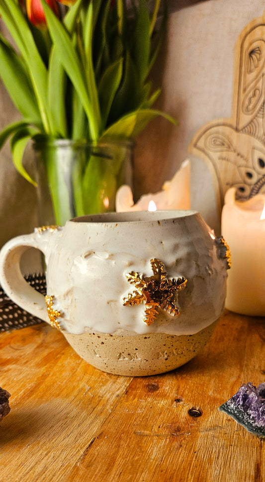 Atemberaubende ,,Schneeflocken " Tasse mit Echtgold🌷✨️🫶