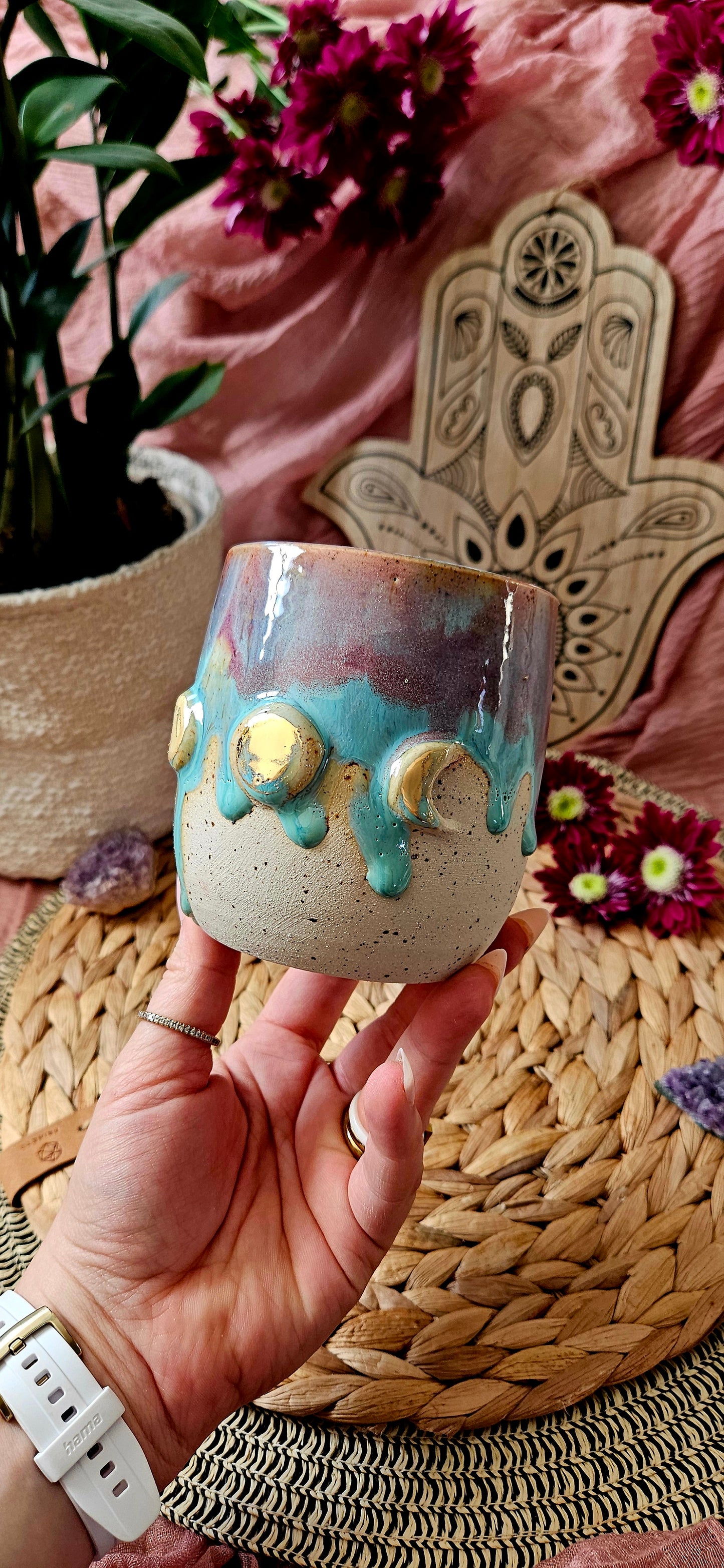 Zauberhafter Mondphasen Becher mit Gold🫶✨️🌸