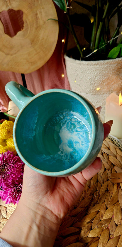 Zauberhafte ,,Statement" Tasse in Türkis 🌷🌺