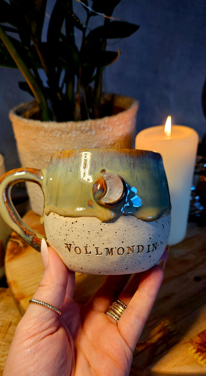 Zauberhafte ,,Vollmondin" Tasse mit Kristall🌙✨️