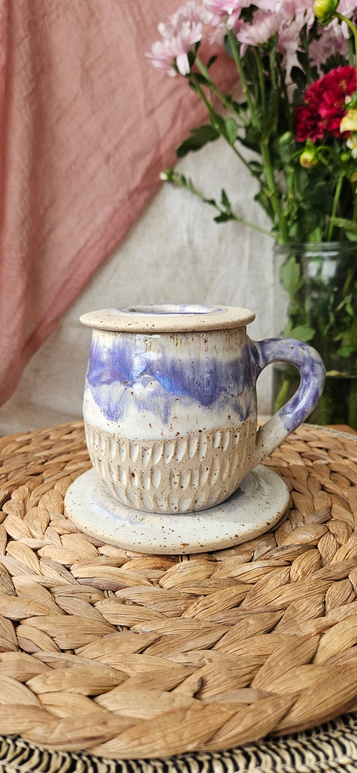 Zauberhaftes Teeset in Lila🫶🌷 Tasse+ Teeeinsatz+ Unterteller ☺️ B- Ware