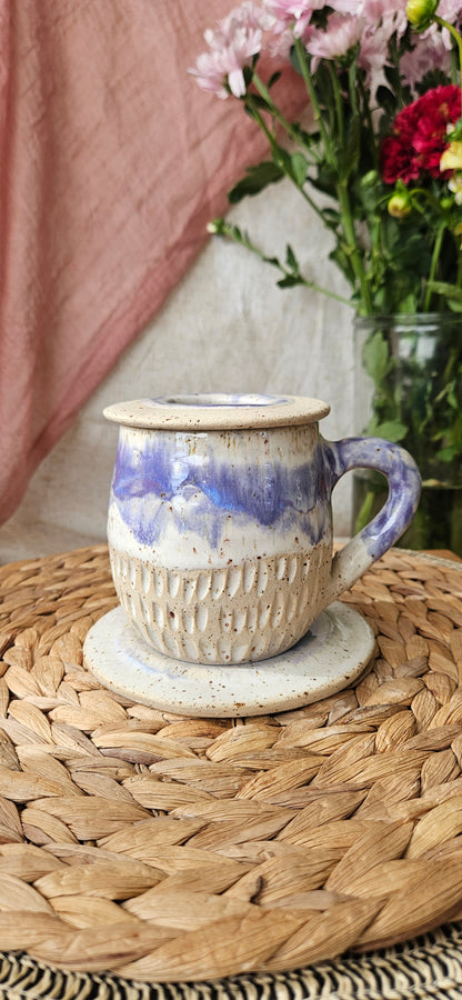 Zauberhaftes Teeset in Lila🫶🌷 Tasse+ Teeeinsatz+ Unterteller ☺️ B- Ware
