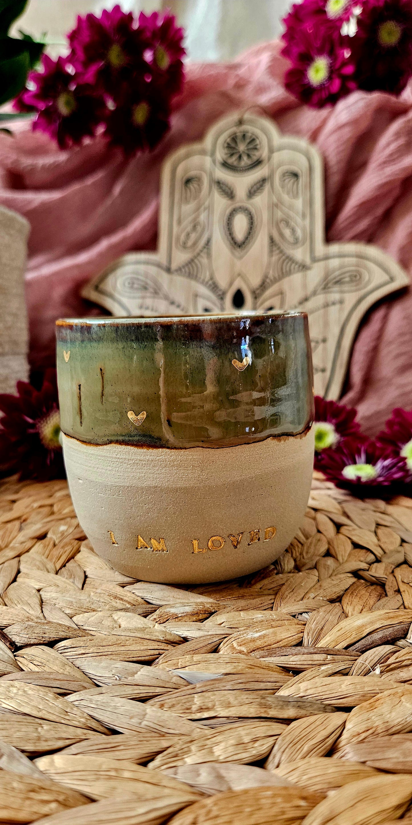 Traumhaft schöner ,,I am Loved" Becher in Grün☺️🌷🌸