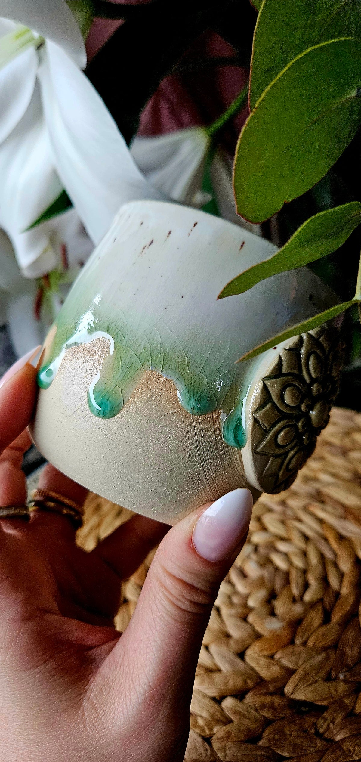 Wunderschöner Mandala Becher in Grün🌷🫶 (B-Ware)