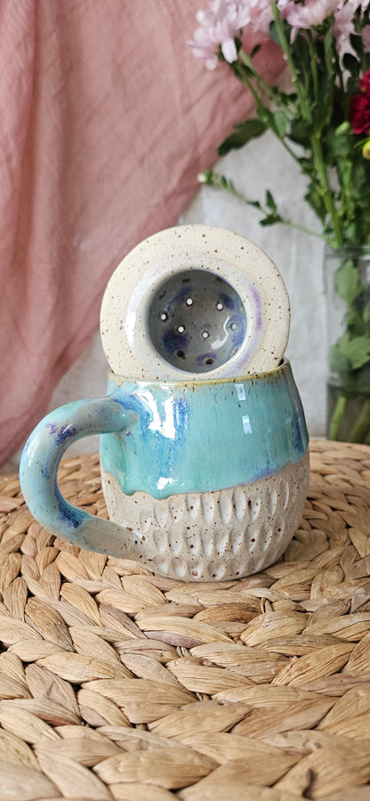 Zauberhaftes Teeset in Türkis🫶 Tasse und Teeeinsatz🌷B-Ware