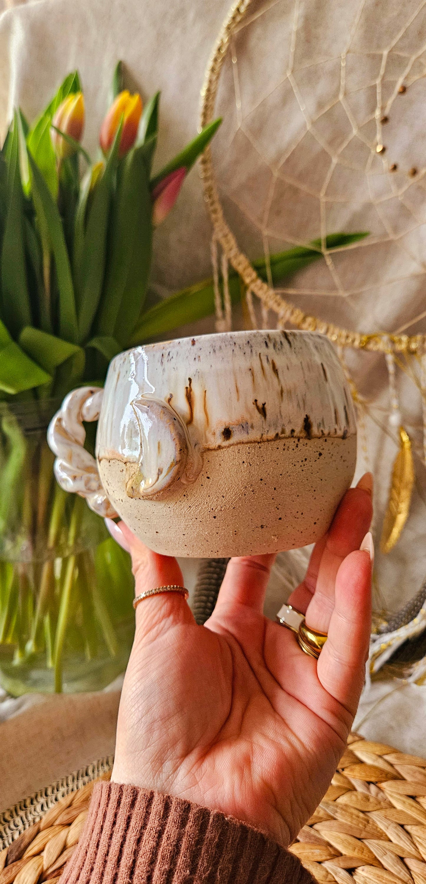 Elegante ,,Mondtasse" in Creme Weiß🌙✨️