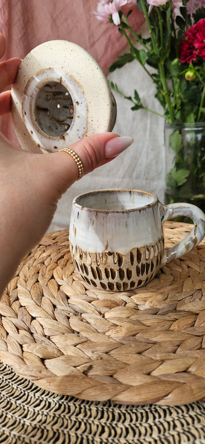 Zauberhaftes Teeset in Creme/Weiß☺️🌷 Tasse+ Teeeinsatz💫