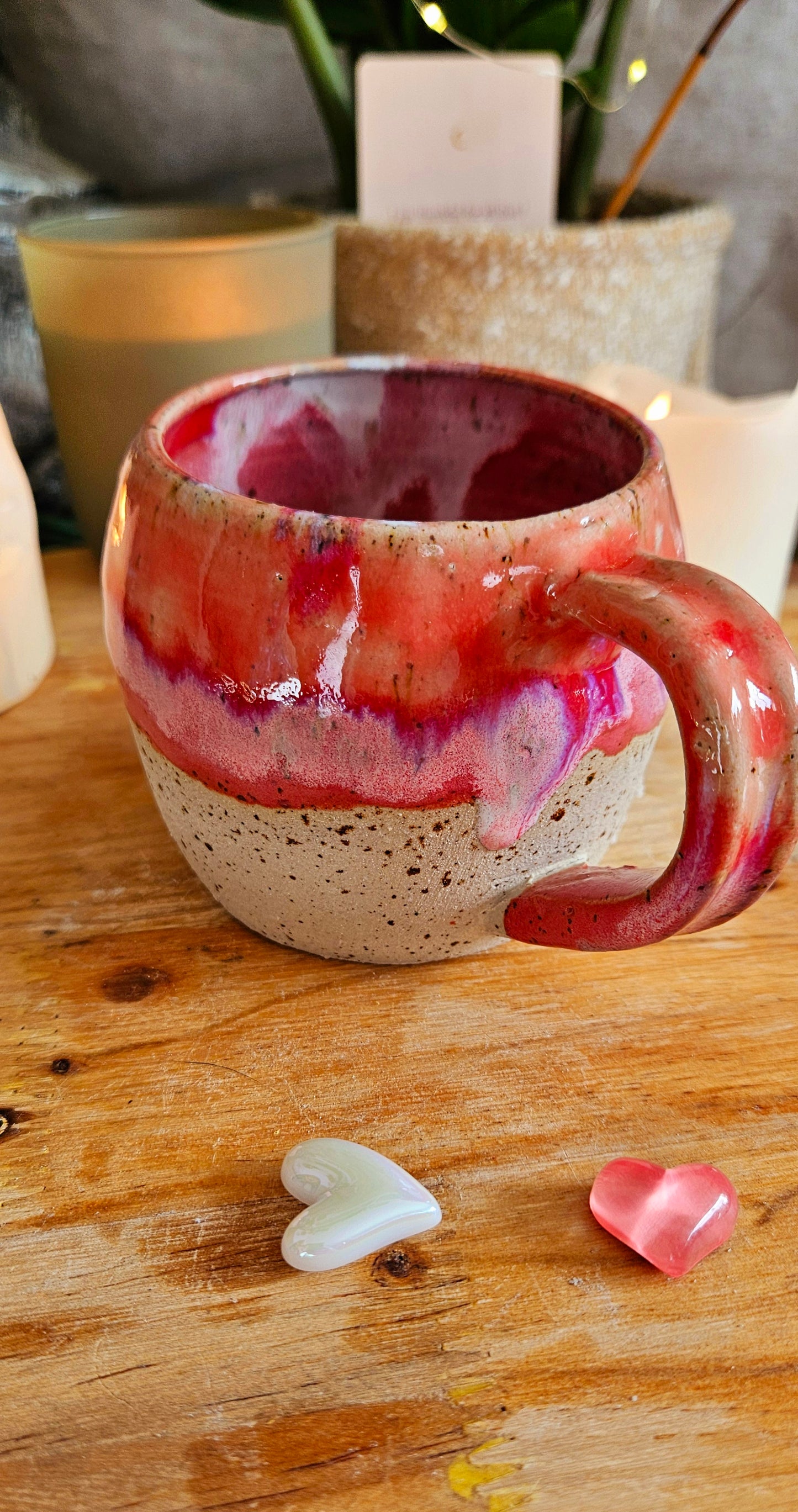 Wunderschöne Magnettasse in Pink mit drei Magneten🫶🌷 B-Ware