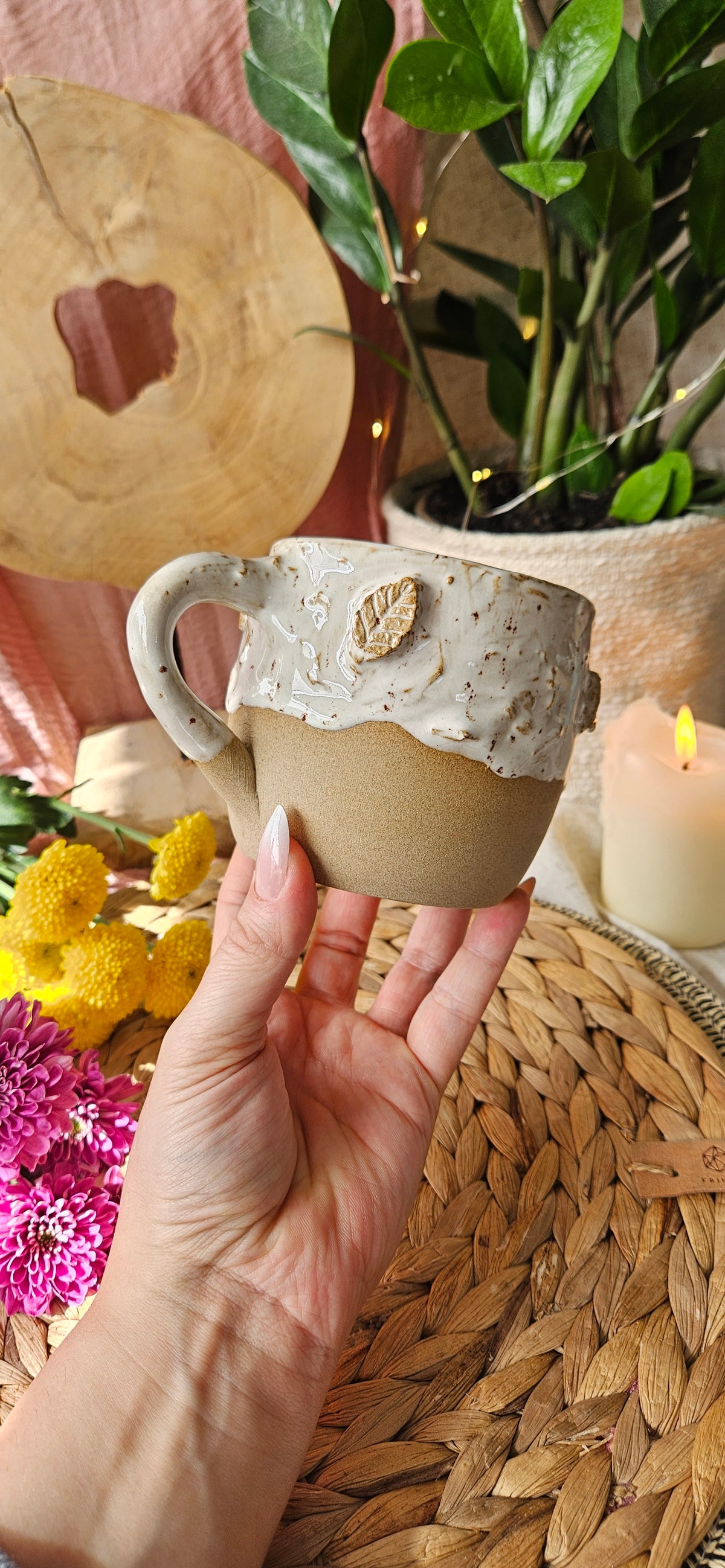 Zauberhafte Herbsttasse in weiß ☺️🌷🌺