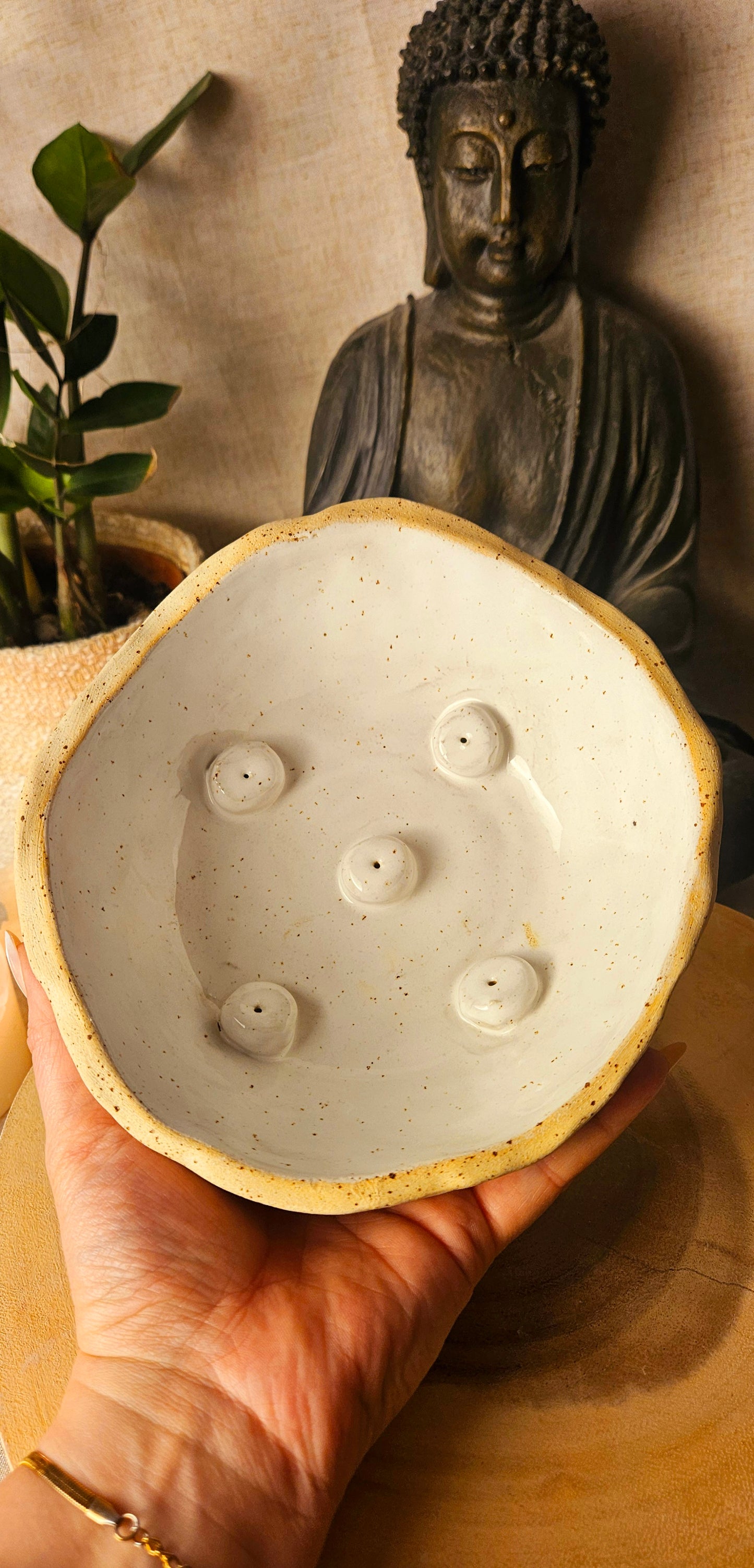 Edle handgeformte Räucherschale in Natur 🧘‍♀️✨️