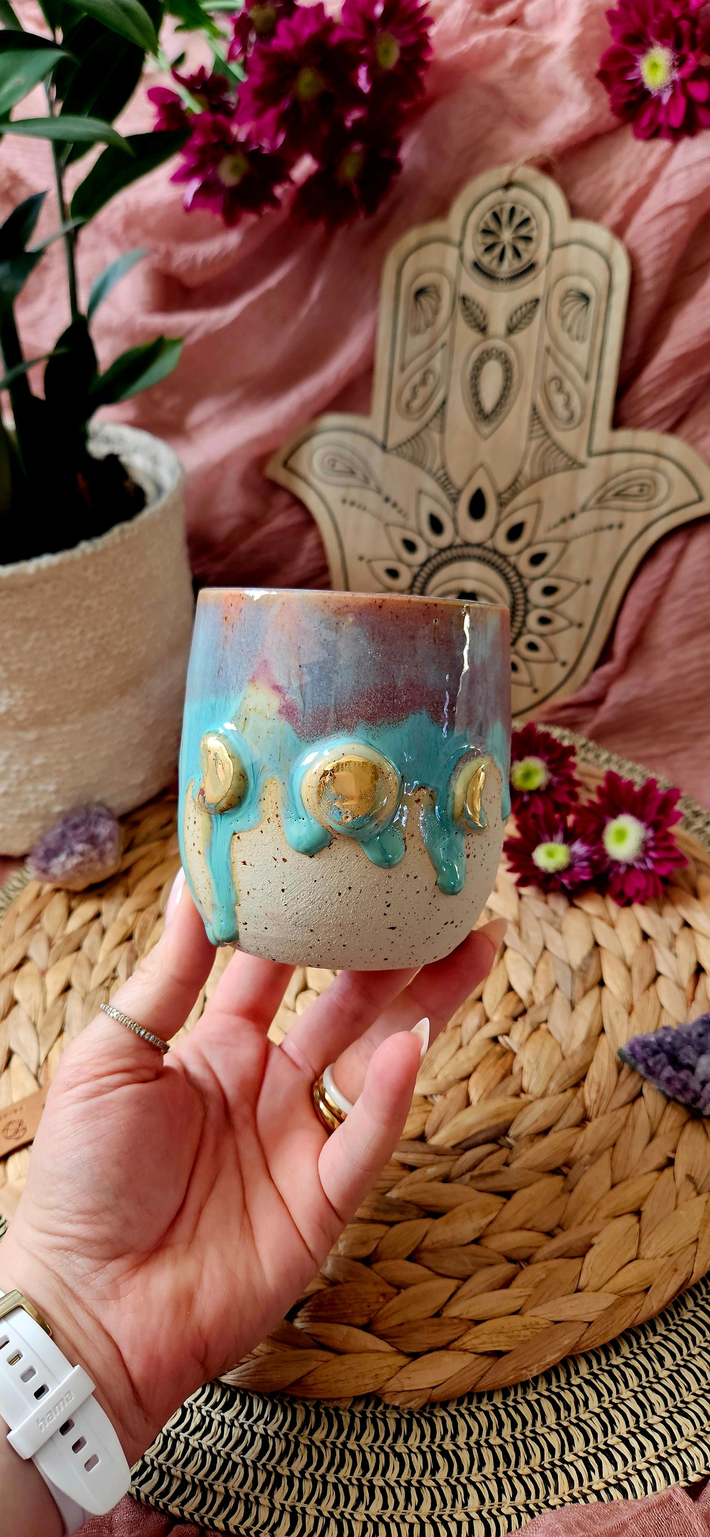 Zauberhafter Mondphasen Becher mit Gold🫶✨️🌸