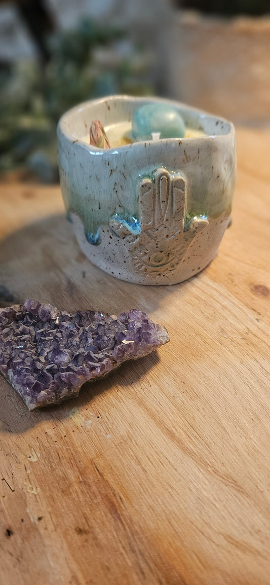 Kristallkerze ,,Hamsa Hand " Mango 🔮✨️