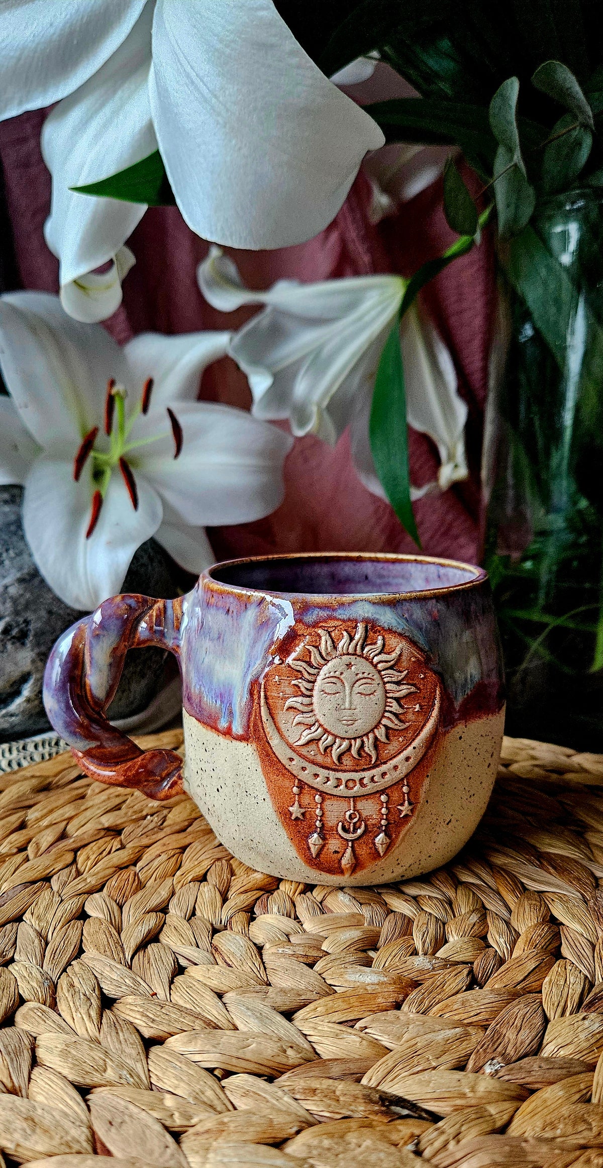 Traumhafte Sonne Mond Tasse in Lila🌕🌙