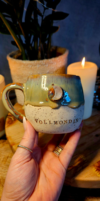 Zauberhafte ,,Vollmondin" Tasse mit Kristall🌙✨️