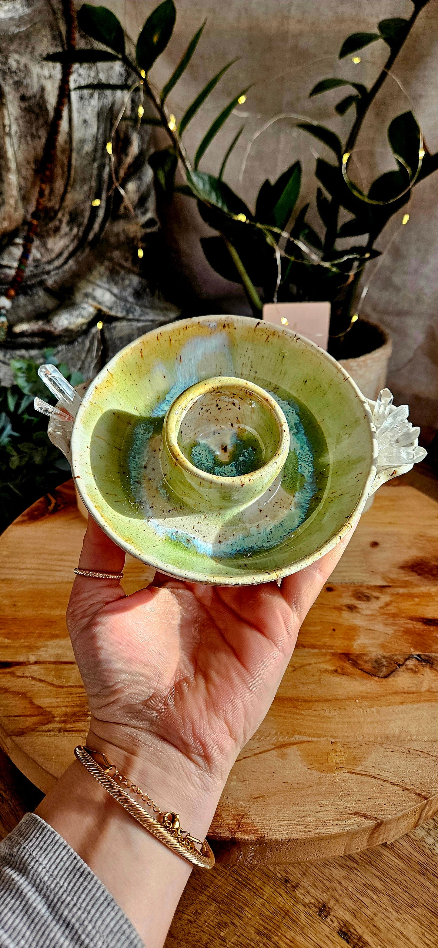 Räucherteller für Weihrauch und Palo Santo mit Kristallen🌙🧘‍♀️