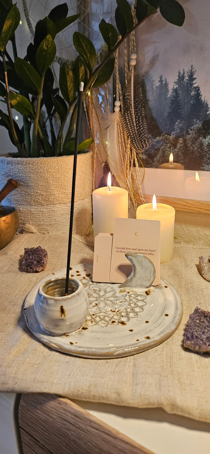 Wunderschöner Meditationsteller Weiß/Beige🧚‍♀️🌙✨️