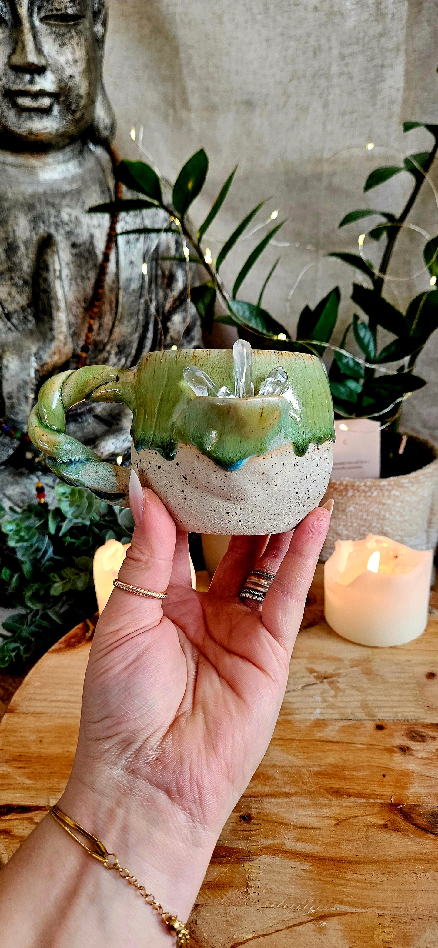 Kraftvolle Kristalltasse in Grün💚🫶 B Ware