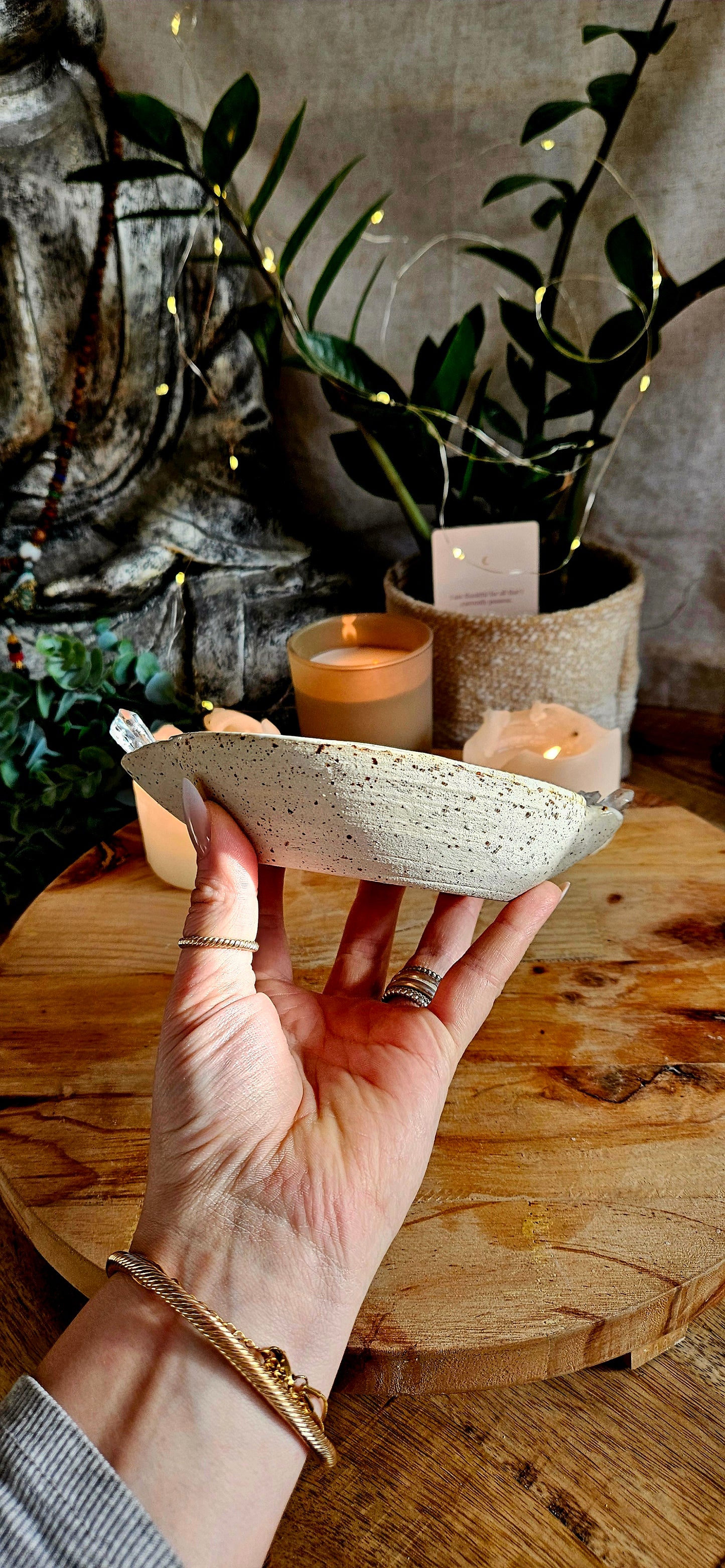 Räucherteller für Weihrauch und Palo Santo mit Kristallen🌙🧘‍♀️