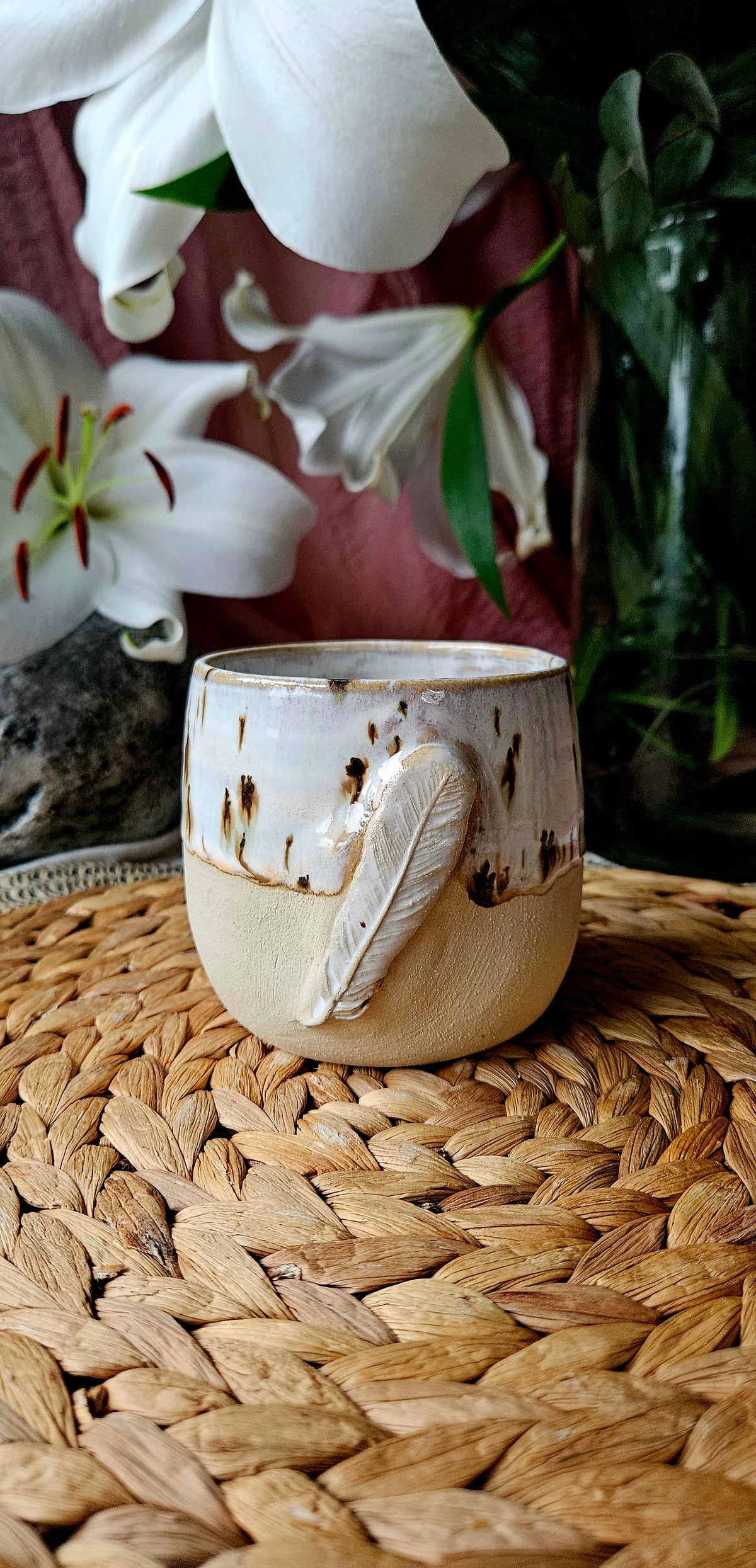 Einzigartiger ,,Feder" Becher in Creme Weiß 🫶💫
