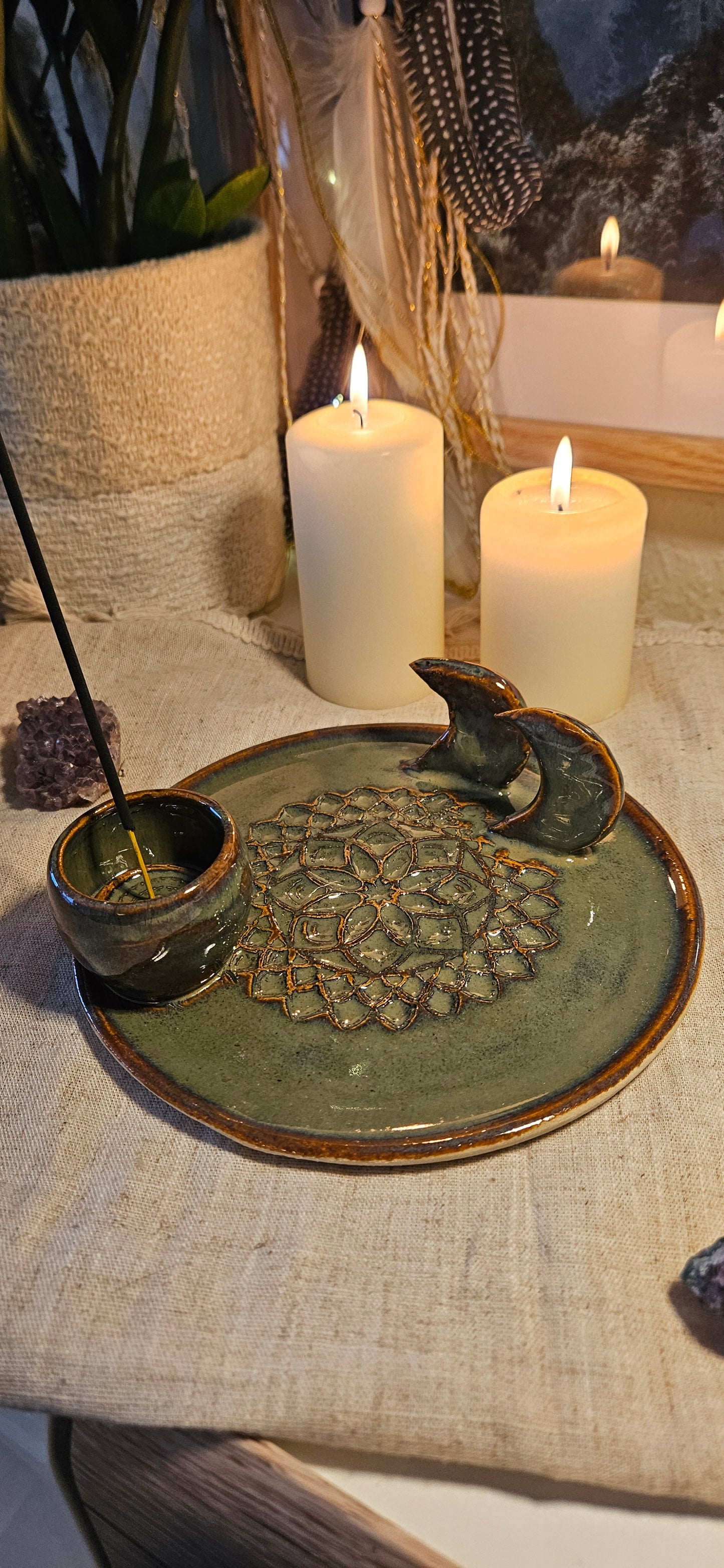 Wunderschöner Meditationsteller in Grün🧚‍♀️🌛✨️