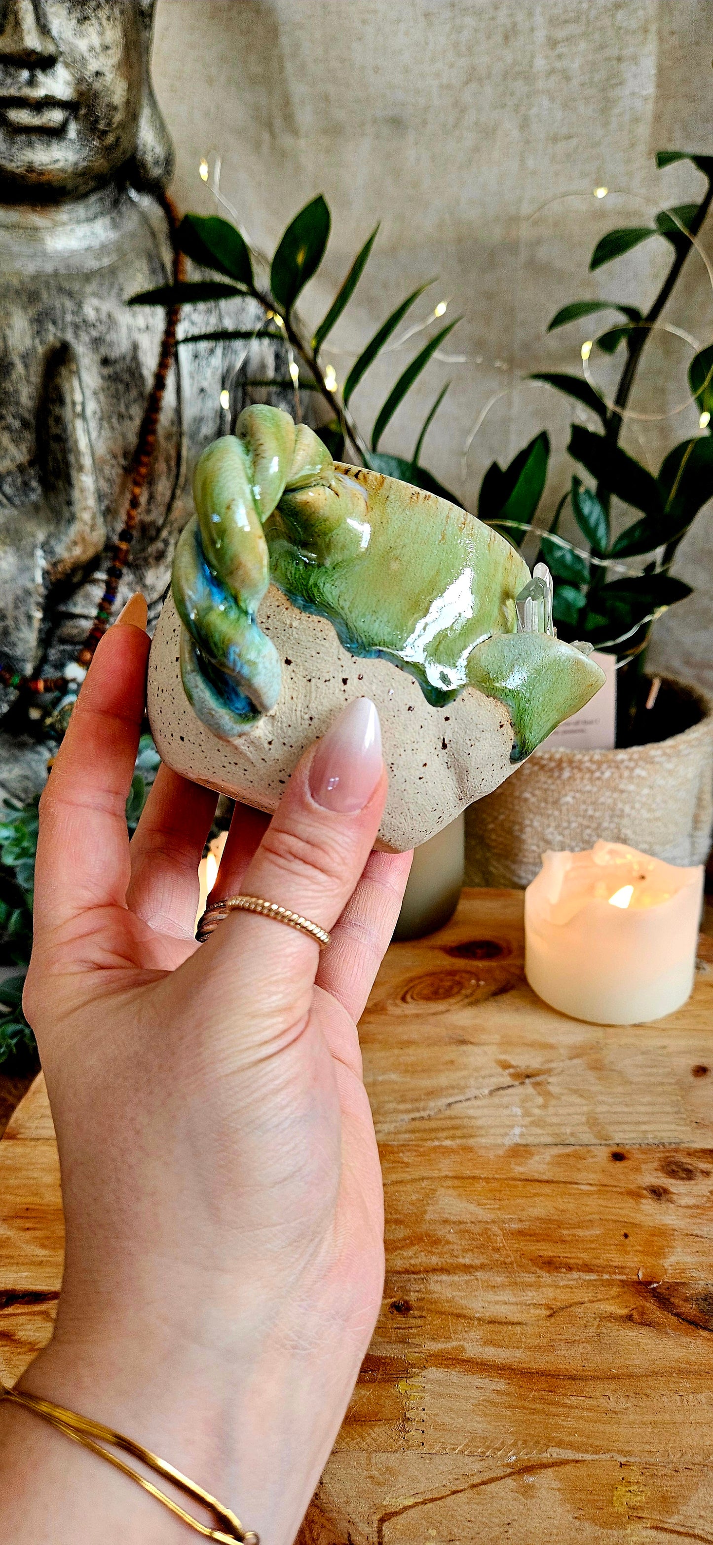 Kraftvolle Kristalltasse in Grün💚🫶 B Ware