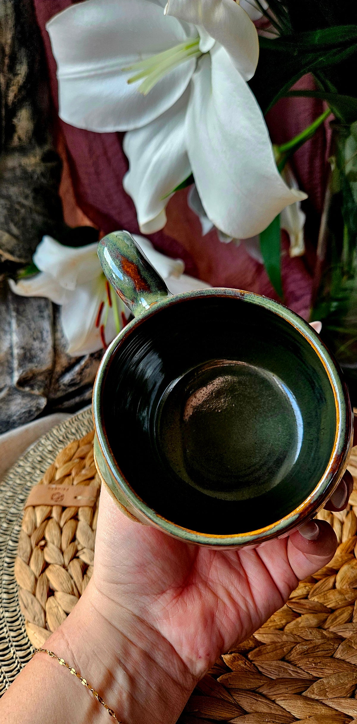 Zauberhafte ,,Sonnen" Tasse in Waldgrün✨️🌷