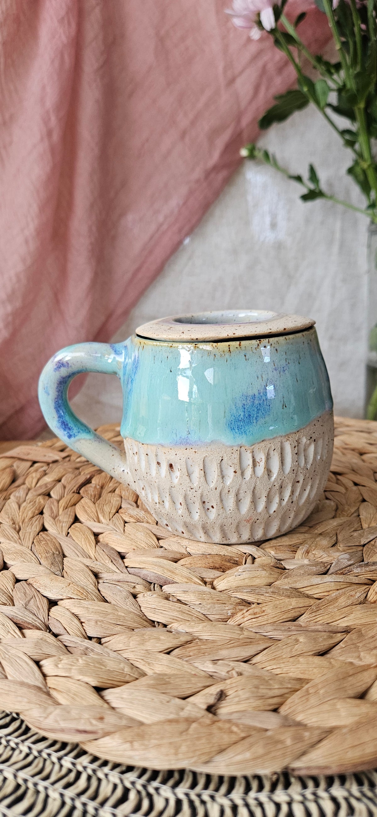 Zauberhaftes Teeset in Türkis🫶 Tasse und Teeeinsatz🌷B-Ware