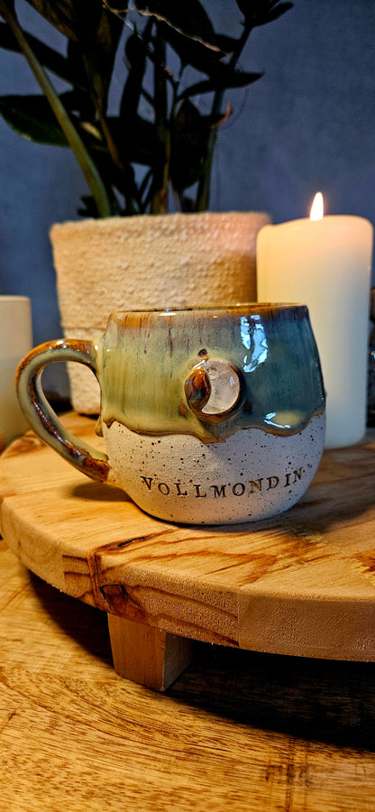 Zauberhafte ,,Vollmondin" Tasse mit Kristall🌙✨️