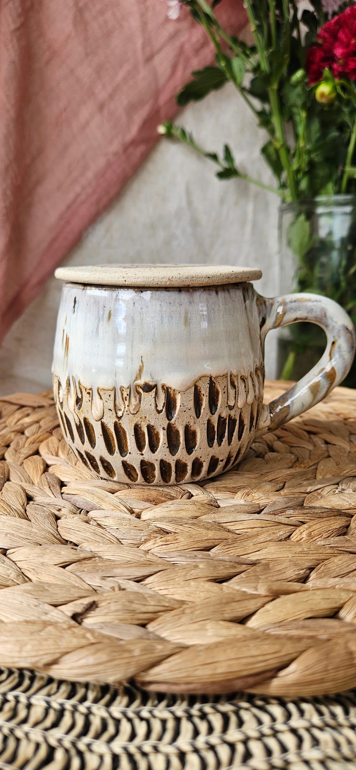 Zauberhaftes Teeset in Creme/Weiß☺️🌷 Tasse+ Teeeinsatz💫